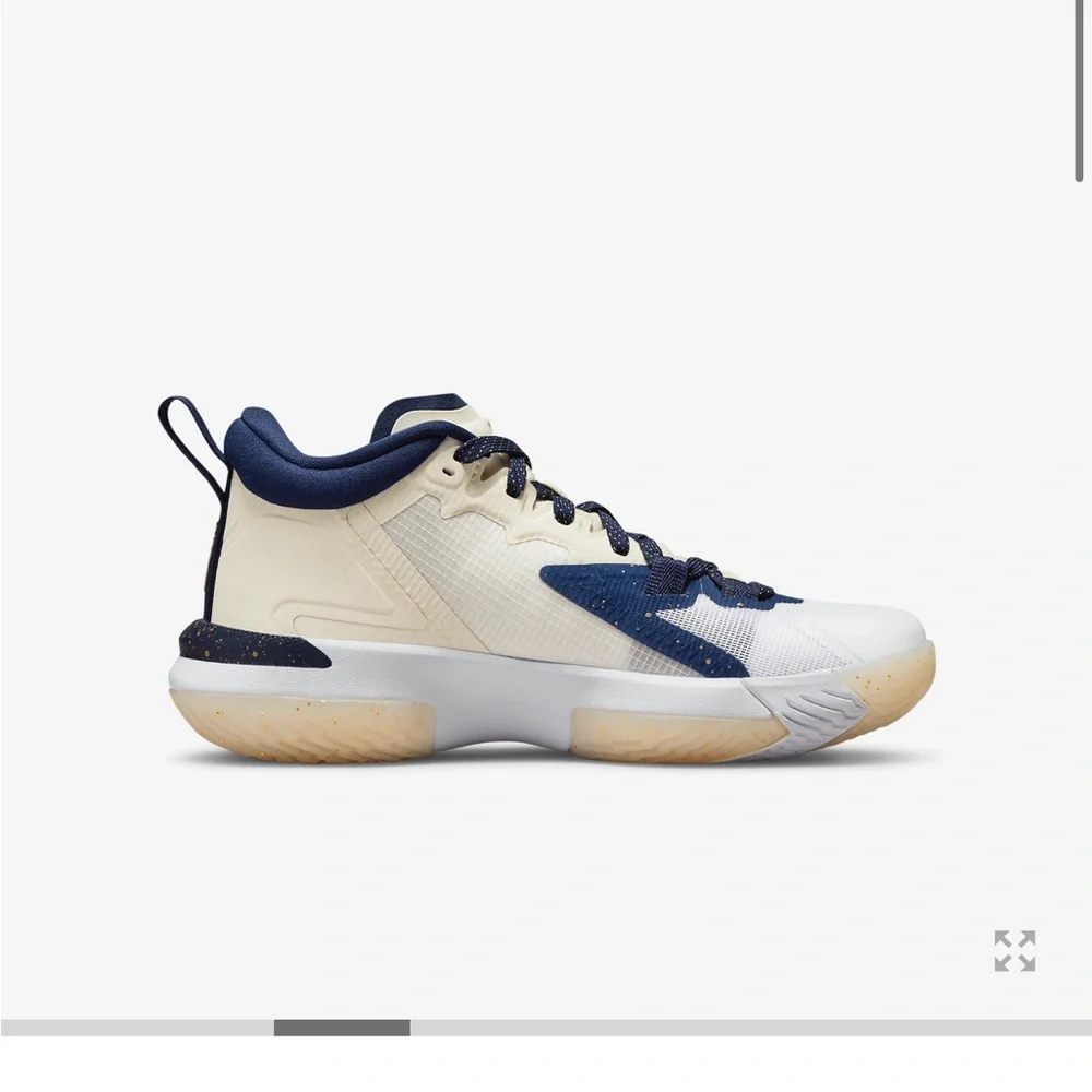 NWT Jordan Zion 1 Kids' Cream and Blue Athletic Shoes - Picture 3 of 9